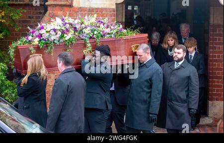 Pic shows: Derek Draper funeral  2.2.24 wife Kate Garraway walked behind his coffin with her son William     Pic gavin rodgers/pixel8000 Stock Photo