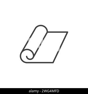 Vector outline icon of half rolled yoga mat isolated on white background. Roll of camping or fitness pad Stock Vector