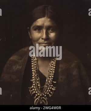 A Navaho woman, c1904. Head-and-shoulders portrait of a Navajo woman, facing front. Stock Photo