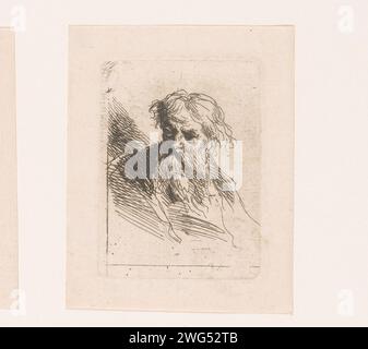 Kop of man with beard and long mustache, anonymous, 1700 - 1799 print  Germany paper etching old man Stock Photo