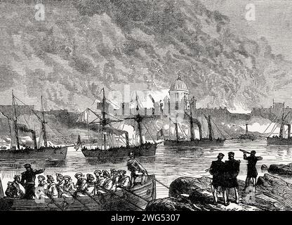 Bombardment of Sweaborg,  Battle of Viapori, Battle of Suomenlinna, Crimean War, 1855 Stock Photo