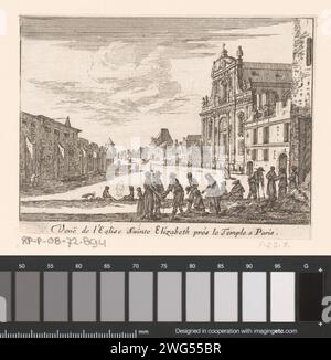View of the Church of Sainte -Elisabeth in Paris, Israel Silvestre, 1631 - 1661 print   paper etching church (exterior). city-view in general; 'veduta' Sainte-Elisabeth church Stock Photo