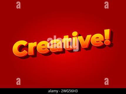 Creative. Text effect design in yellow red color. Red background Stock Vector