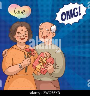 Happy grandparents day pop art style Stock Vector