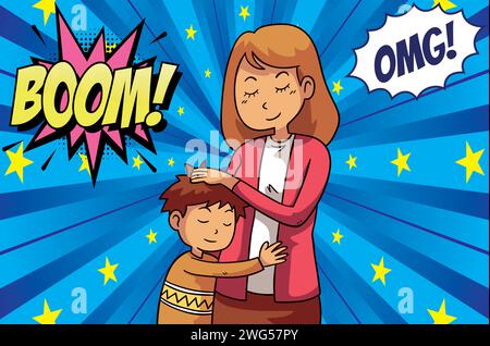 Super mom pop art style vector image Stock Vector