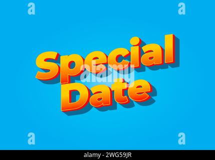 Special date. Text effect design in 3D look. Yellow red color. Bright blue background Stock Vector