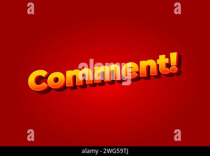 Comment. Text effect design in yellow red color. Red background Stock Vector