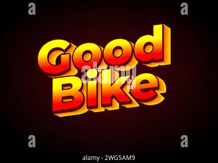 Good bike. Text effect design in 3D look. Gradient yellow red color. dark red background color Stock Vector