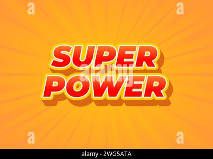 Super power. Text effect design in 3D look. Red color. Yellow background Stock Vector