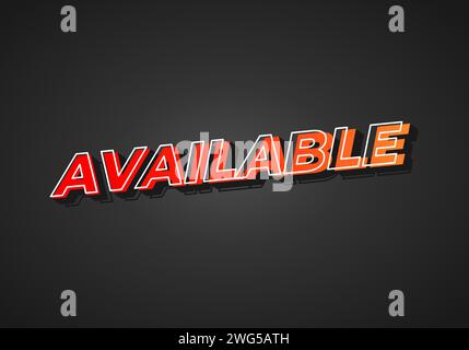 Available. Text effect design in 3D look. Red yellow gradient color. Dark background Stock Vector