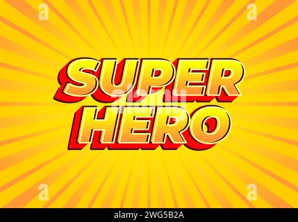 Super hero. Text effect design in modern look, bright yellow red color Stock Vector