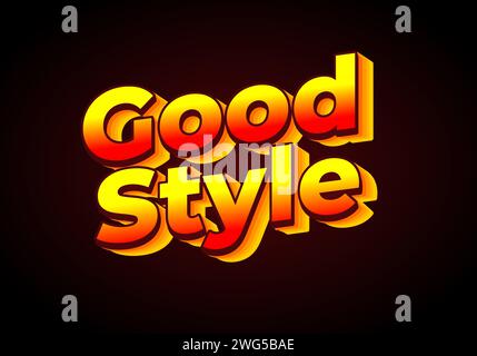 Good style. Text effect design in 3D look. Gradient yellow red color. dark red background color Stock Vector