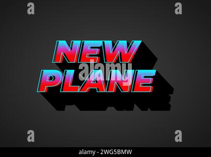 New plane. Text effect design in 3D look. Gradient blue red color. Dark background Stock Vector