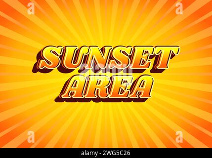 Sunset area. Text effect design in gradient yellow orange color, 3D look. Yellow background Stock Vector
