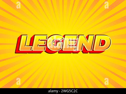 Legend. Text effect design in modern look, bright yellow red color Stock Vector