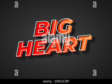 Big heart. Text effect design in 3D look. Red yellow gradient color. Dark background Stock Vector