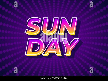 Sunday. Text effect design in 3D look with gradient purple yellow color Stock Vector