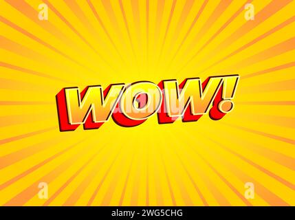 Wow!. Text effect design in modern look, bright yellow red color Stock Vector