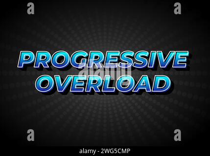 Progressive overload. Text effect design in 3D look, gradient blue color with dark background Stock Vector