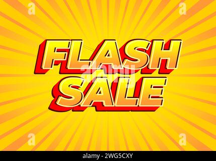 Flash sale. Text effect design in modern look, bright yellow red color Stock Vector