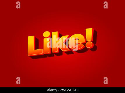 Like. Text effect design in yellow red color. Red background Stock Vector