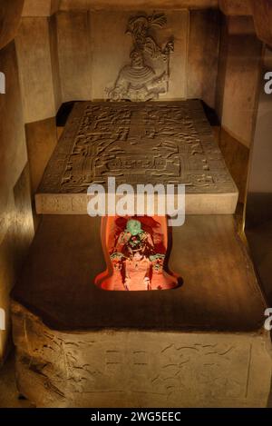 Tomb of Pakal the Great of Palenque (reconstruction), National Museum of Anthropology, Mexico City, Mexico Stock Photo