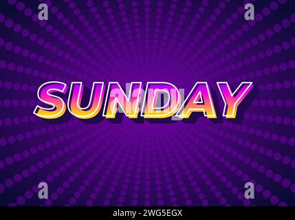 Sunday. Text effect design in 3D look with gradient purple yellow color Stock Vector
