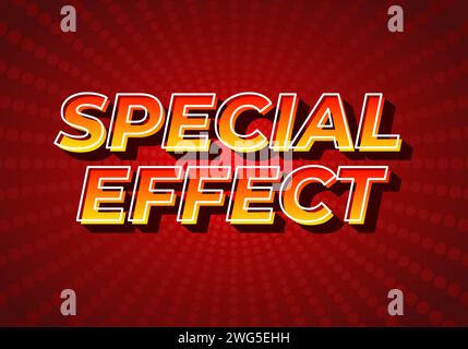 Special effect. Text effect design in 3D style, gradient yellow red color. Dark red background Stock Vector