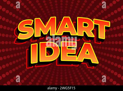 Smart idea. Text effect design in 3D look. red yellow gradient color. Dark red background Stock Vector