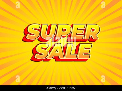 Super sale. Text effect design in modern look, bright yellow red color Stock Vector