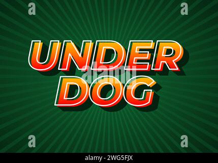 Under dog. Text effect design in gradient yellow red color. 3D look. dark green background Stock Vector