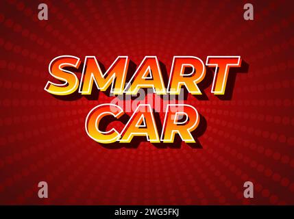 Smart car. Text effect design in 3D style, gradient yellow red color. Dark red background Stock Vector