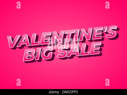 Valentine's big sale. Text effect design in 3D look. Gradient Pink color Stock Vector