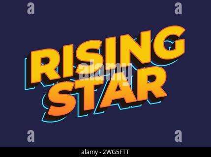 Rising star. Text effect design in 3D look. Yellow color Stock Vector