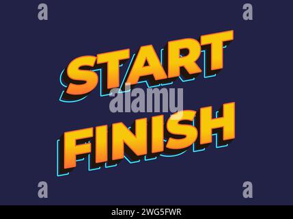 Start Finish. Text effect design in 3D look. Yellow color Stock Vector