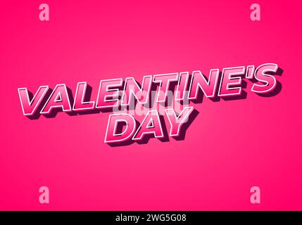 Valentine's day. Text effect design in 3D look. Gradient Pink color Stock Vector