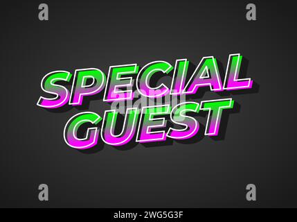 Special guest. Text effect design in 3D look. gradient purple green color. Dark background Stock Vector