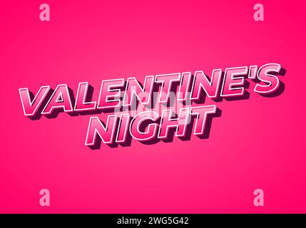 Valentine's night. Text effect design in 3D look. Gradient Pink color Stock Vector