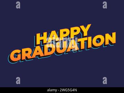Happy Graduation. Text effect design in 3D look. Yellow color Stock Vector