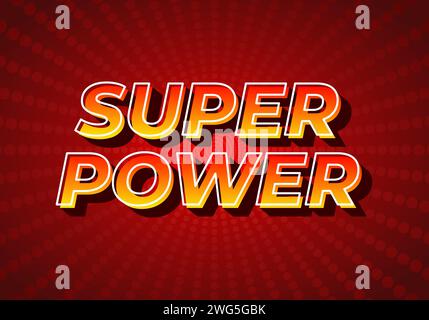 Super power. Text effect design in 3D style, gradient yellow red color. Dark red background Stock Vector