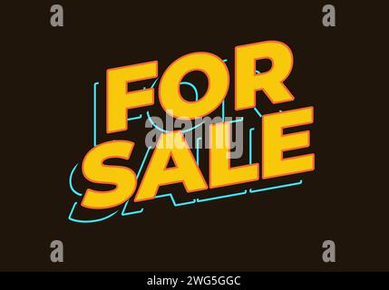 For sale. Text effect in yellow color in 3D look Stock Vector