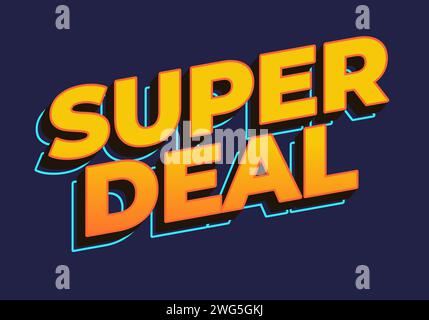 Super deal. Text effect in yellow color in 3D look Stock Vector