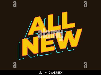 All new. Text effect in yellow color in 3D look Stock Vector