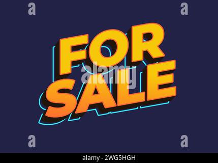 For sale. Text effect in yellow color in 3D look Stock Vector