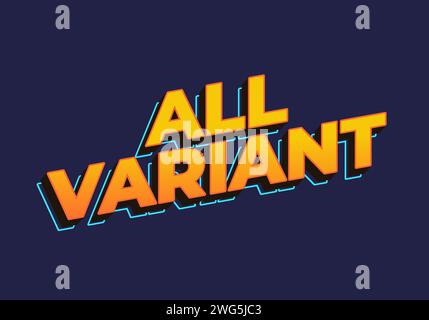 All variant. Text effect in yellow color in 3D look Stock Vector