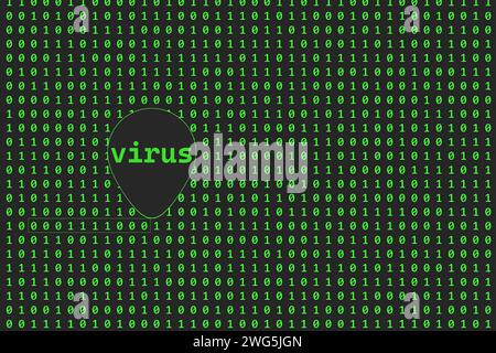 Binary code, green numbers, dark screen. Matrix on the background. Binary programming code. Green numbers, zero and one. Stock Photo