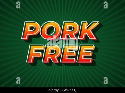 Pork free. Text effect design in gradient yellow red color. 3D look. dark green background Stock Vector