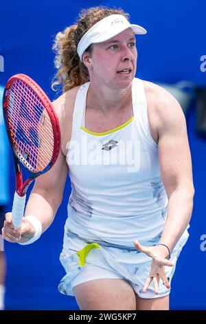 Anna-Lena Friedsam of Germany in action during the Round of 32 of the 2024 Canberra International WTA 125 tournament Stock Photo