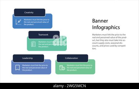 Infographic banners. Color labels with steps and options vector set. Illustration of banner label layout with numbers Stock Vector