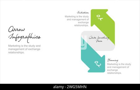 Arrow infographics with modern flat style color with 2 arrow direction Stock Vector